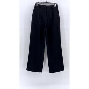 BLACKUP Women's Black Relaxed Fit Wide-Leg High-Rise Pleated Pant SZ S